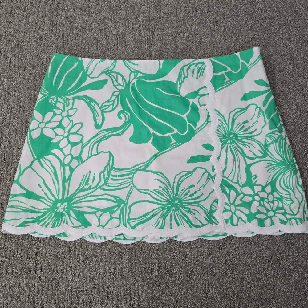 Lilly Pulitzer Michelina Mini Skort 16 Kiss My Tulips Green White Scallop